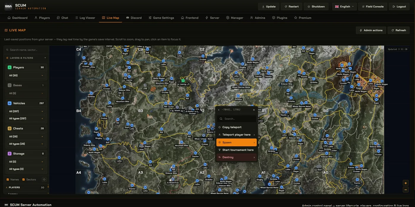 admin · live map